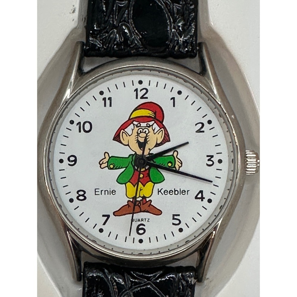 Keebler Ernie Keebler Character Watch Black Leather Strap Vintage Quartz New